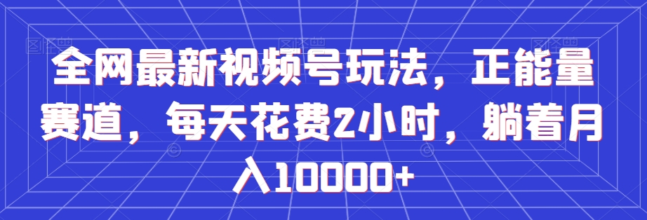 全网最新视频号玩法，正能量赛道，每天花费2小时，躺着月入10000+【揭秘】-电脑资源自留地
