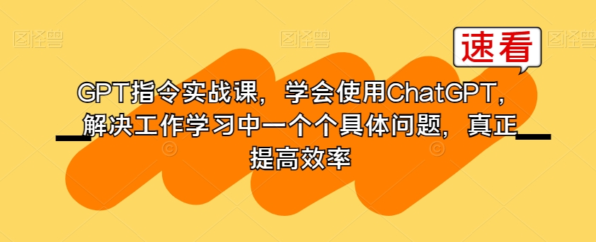 GPT指令实战课，学会使用ChatGPT，解决工作学习中一个个具体问题，真正提高效率-电脑资源自留地