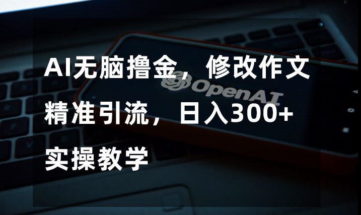 AI无脑撸金，修改作文精准引流，日入300+，实操教学【揭秘】-电脑资源自留地