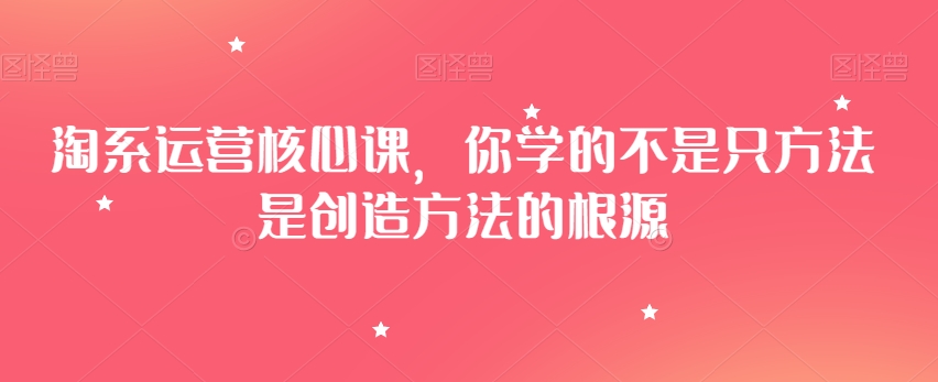 淘系运营核心课，你学的不是只方法是创造方法的根源-电脑资源自留地