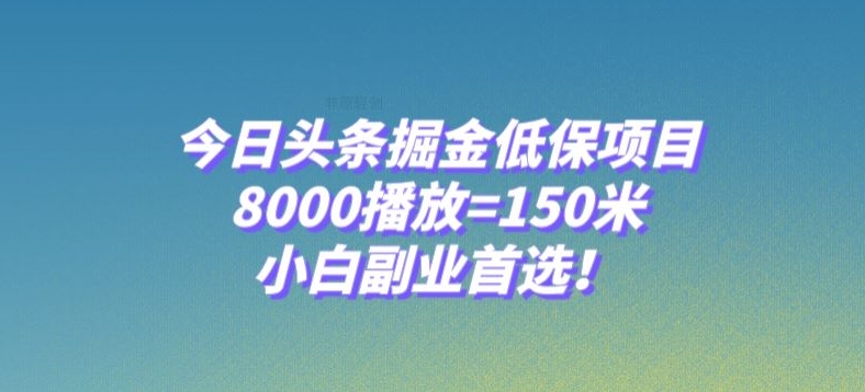 今日头条掘金低保项目，8000播放=150米，小白副业首选【揭秘】-电脑资源自留地