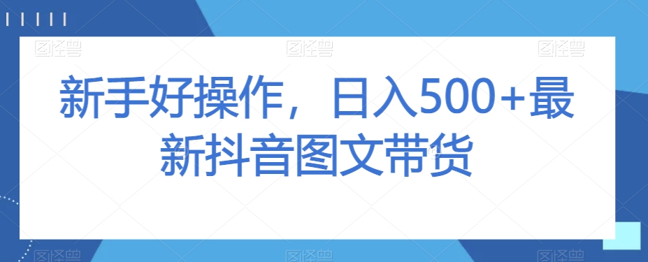 新手好操作，日入500+最新抖音图文带货【揭秘】-电脑资源自留地