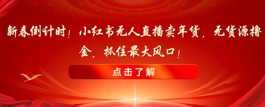 新春倒计时！小红书无人直播卖年货，无货源撸金，抓住最大风口【揭秘】-电脑资源自留地