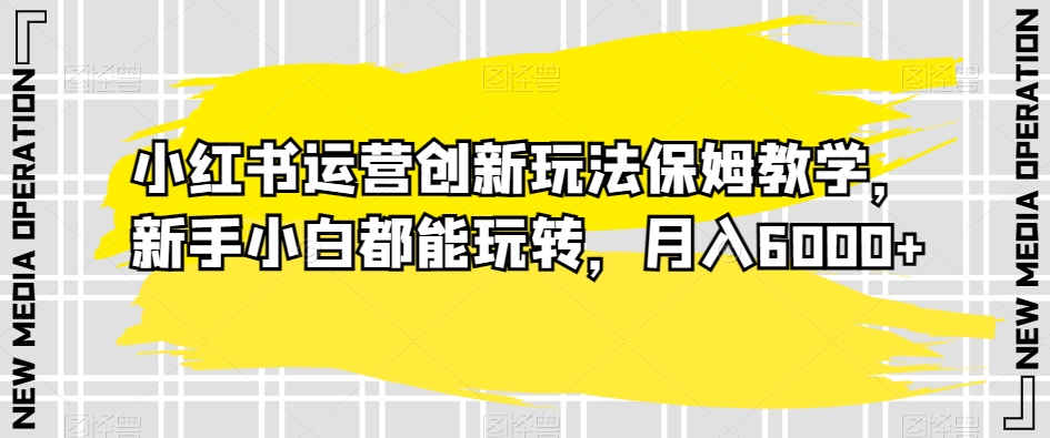 小红书运营创新玩法保姆教学，新手小白都能玩转，月入6000+【揭秘】-电脑资源自留地