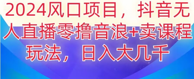 2024风口项目，抖音无人主播撸音浪+卖课程玩法，日入大几千【揭秘】-电脑资源自留地