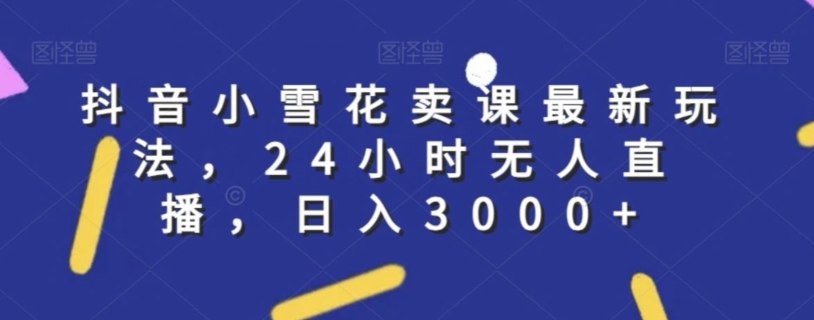 抖音小雪花卖课最新玩法，24小时无人直播，日入3000+【揭秘】-电脑资源自留地