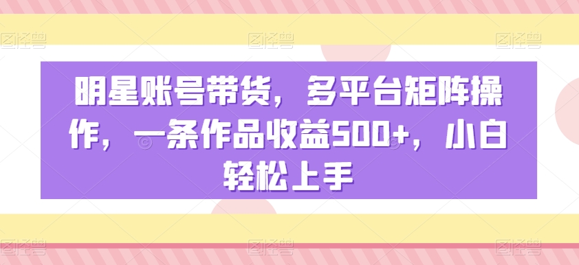 明星账号带货，多平台矩阵操作，一条作品收益500+，小白轻松上手【揭秘】-电脑资源自留地