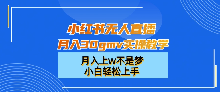 小红书无人直播月入30gmv实操教学，月入上w不是梦，小白轻松上手【揭秘】-电脑资源自留地