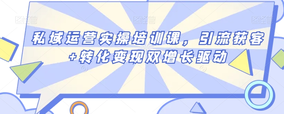 私域运营实操培训课，引流获客+转化变现双增长驱动-电脑资源自留地