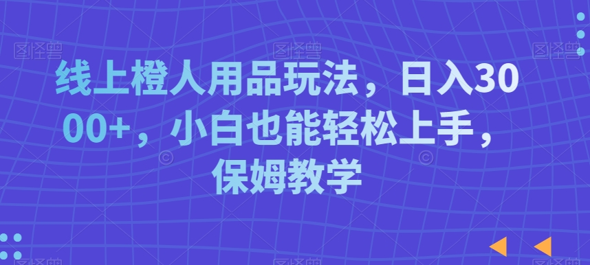 线上橙人用品玩法，日入3000+，小白也能轻松上手，保姆教学【揭秘】-电脑资源自留地