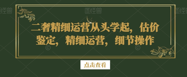 二奢精细运营从头学起，估价鉴定，精细运营，细节操作-电脑资源自留地