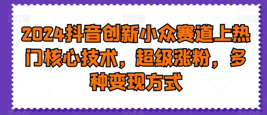 2024抖音创新小众赛道上热门核心技术，超级涨粉，多种变现方式【揭秘】-电脑资源自留地