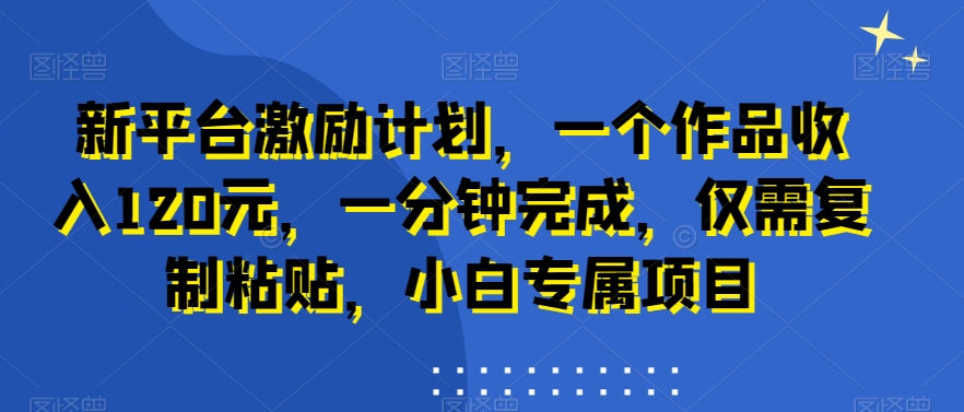新平台激励计划，一个作品收入120元，一分钟完成，仅需复制粘贴，小白专属项目【揭秘】-电脑资源自留地