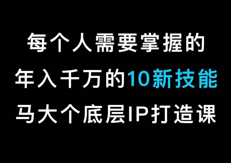 马大个的IP底层逻辑课，​每个人需要掌握的年入千万的10新技能，约会底层IP打造方法！-电脑资源自留地