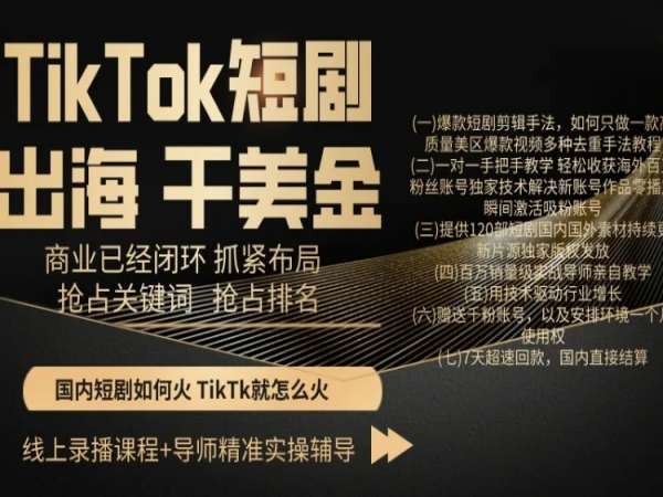 TikTok短剧出海干美金，商业已经闭环抓紧布局，抢占关键词抢占排名-电脑资源自留地