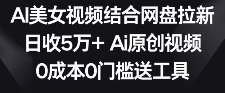 AI美女视频结合网盘拉新，日收5万+两分钟一条Ai原创视频，0成本0门槛送工具【揭秘】-电脑资源自留地
