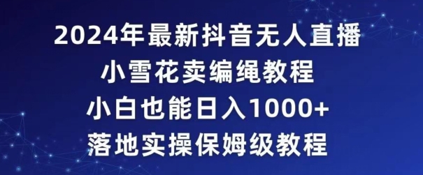 2024年抖音最新无人直播小雪花卖编绳项目，小白也能日入1000+落地实操保姆级教程【揭秘】-电脑资源自留地