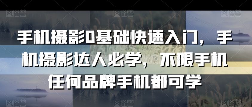 手机摄影0基础快速入门，手机摄影达人必学，不限手机任何品牌手机都可学-电脑资源自留地