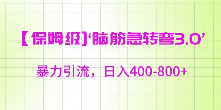 保姆级脑筋急转弯3.0，暴力引流，日入400-800+【揭秘】-电脑资源自留地