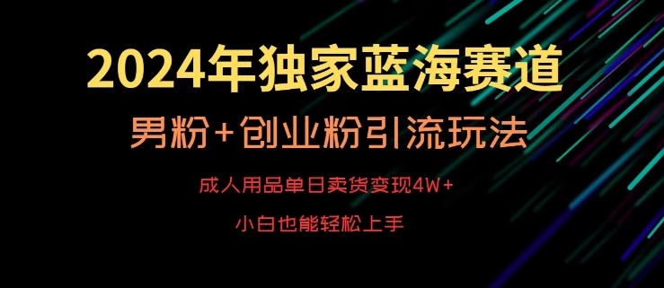 2024年独家蓝海赛道，成人用品单日卖货变现4W+，男粉+创业粉引流玩法，不愁搞不到流量【揭秘】-电脑资源自留地