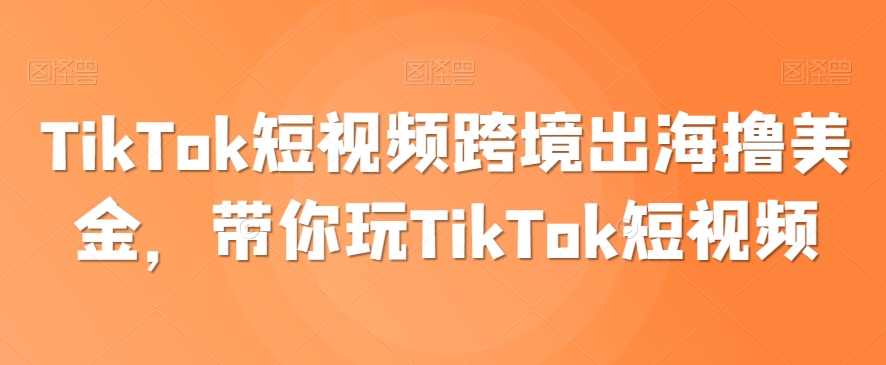 TikTok短视频跨境出海撸美金，带你玩TikTok短视频-电脑资源自留地