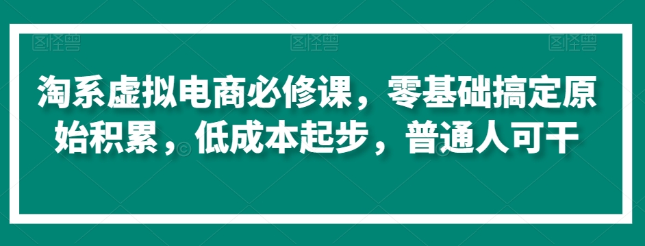 淘系虚拟电商必修课，零基础搞定原始积累，低成本起步，普通人可干-电脑资源自留地
