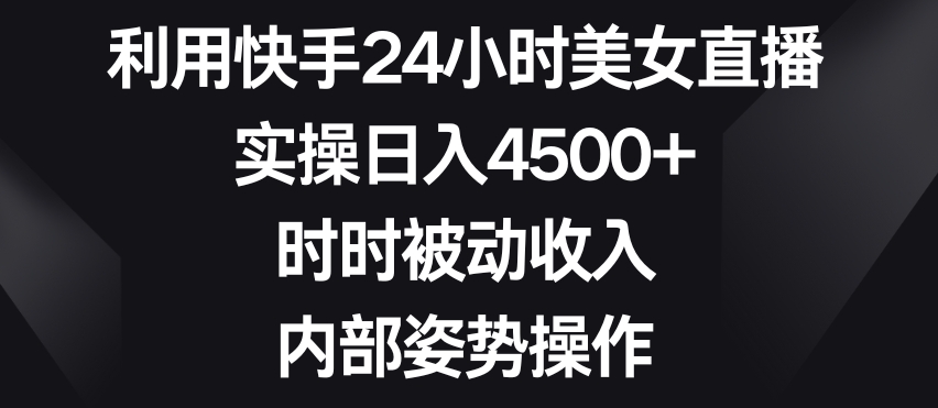 利用快手24小时美女直播，实操日入4500+，时时被动收入，内部姿势操作【揭秘】-电脑资源自留地