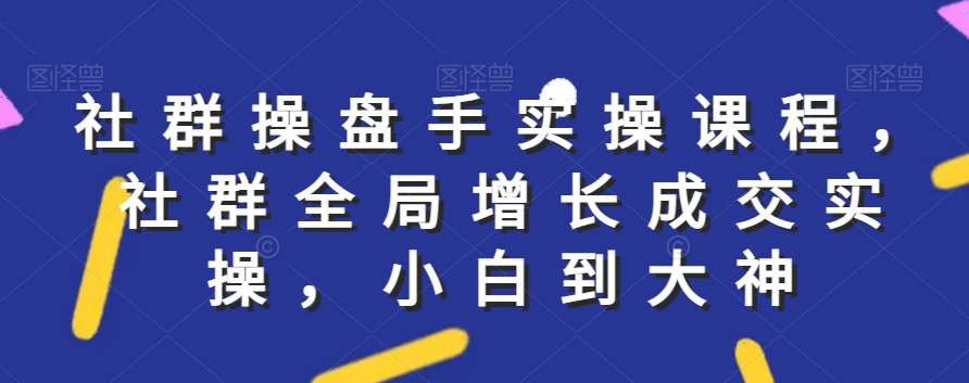 社群实操课程，社群全局增长成交实操，小白到大神-电脑资源自留地