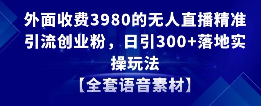 外面收费3980的无人直播精准引流创业粉，日引300+落地实操玩法【全套语音素材】【揭秘】-电脑资源自留地