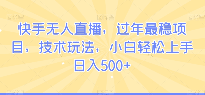 快手无人直播，过年最稳项目，技术玩法，小白轻松上手日入500+【揭秘】-电脑资源自留地