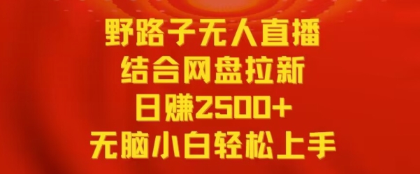 野路子无人直播结合网盘拉新，日赚2500+，小白无脑轻松上手【揭秘】-电脑资源自留地