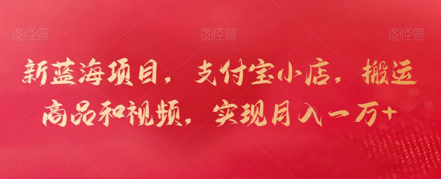 新蓝海项目，支付宝小店，搬运商品和视频，实现月入一万+【揭秘】-电脑资源自留地