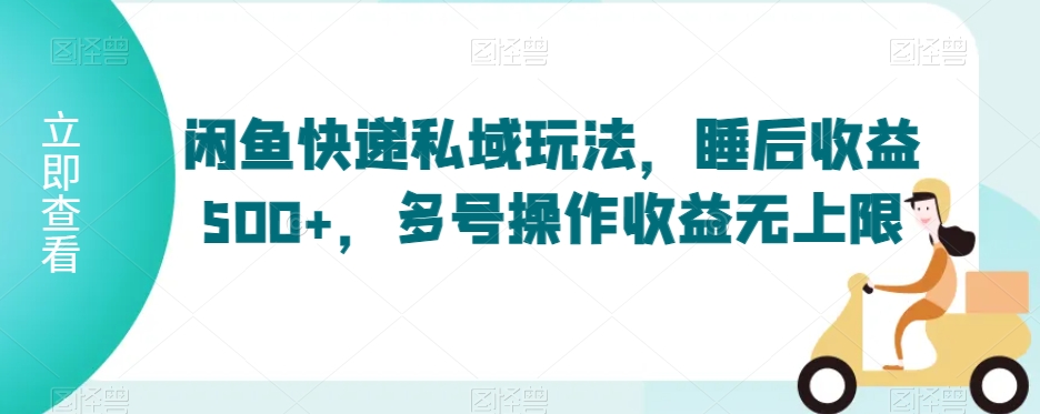 闲鱼快递私域玩法，睡后收益500+，多号操作收益无上限【揭秘】-电脑资源自留地