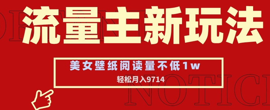 流量主新玩法，美女壁纸和头像，阅读量不低于1w，月入9741【揭秘】-电脑资源自留地