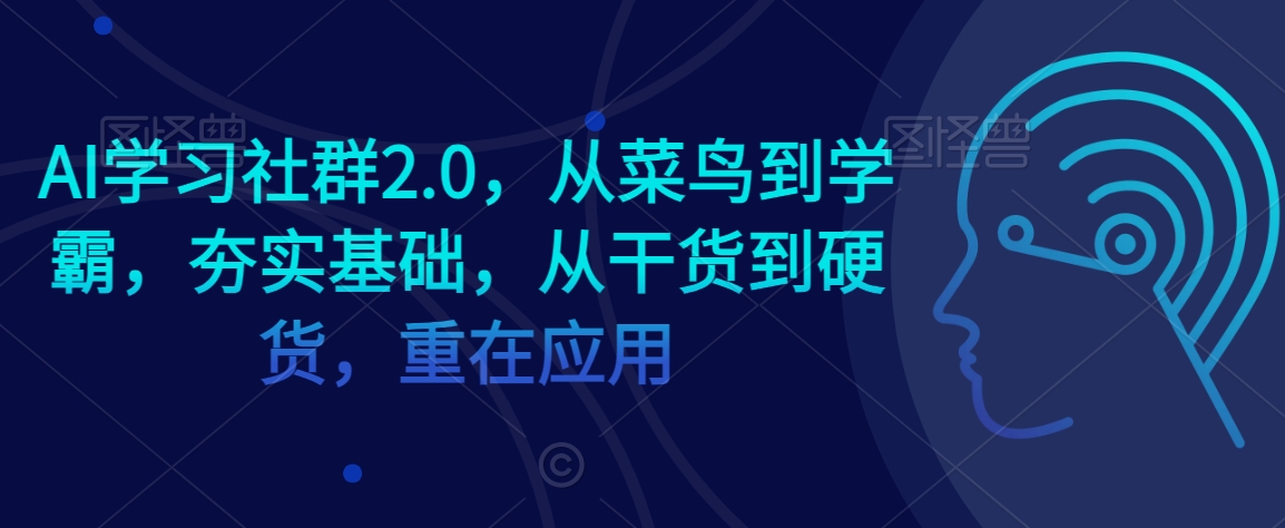 AI学习社群2.0，从菜鸟到学霸，夯实基础，从干货到硬货，重在应用-电脑资源自留地