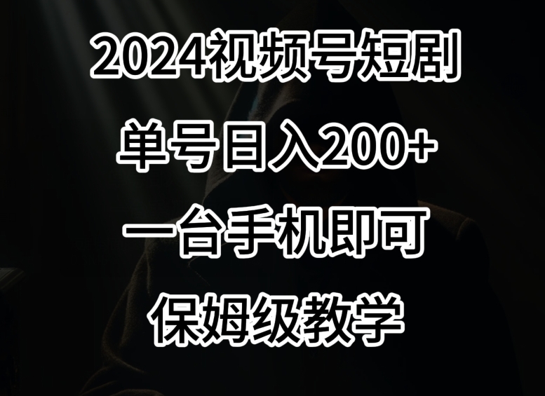 2024风口，视频号短剧，单号日入200+，一台手机即可操作，保姆级教学【揭秘】-电脑资源自留地