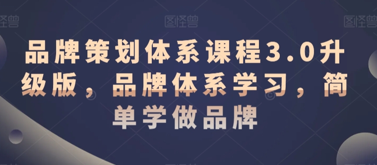品牌策划体系课程3.0升级版，品牌体系学习，简单学做品牌-电脑资源自留地