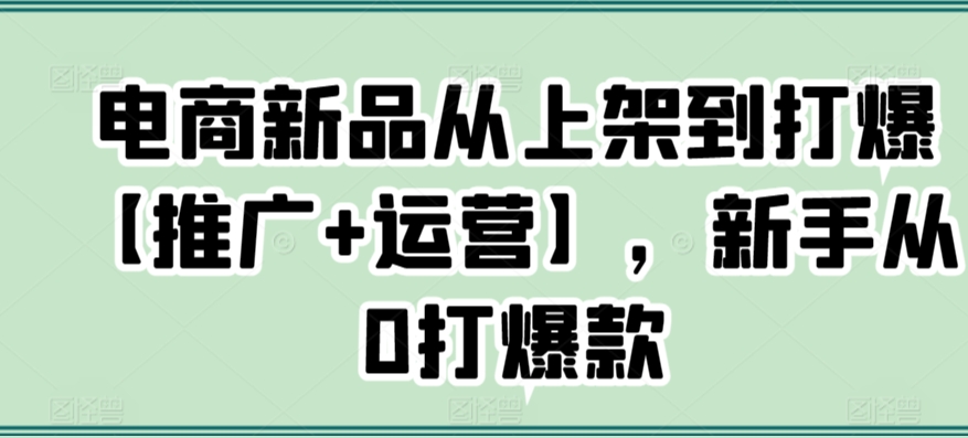 电商新品从上架到打爆【推广+运营】，新手从0打爆款-电脑资源自留地