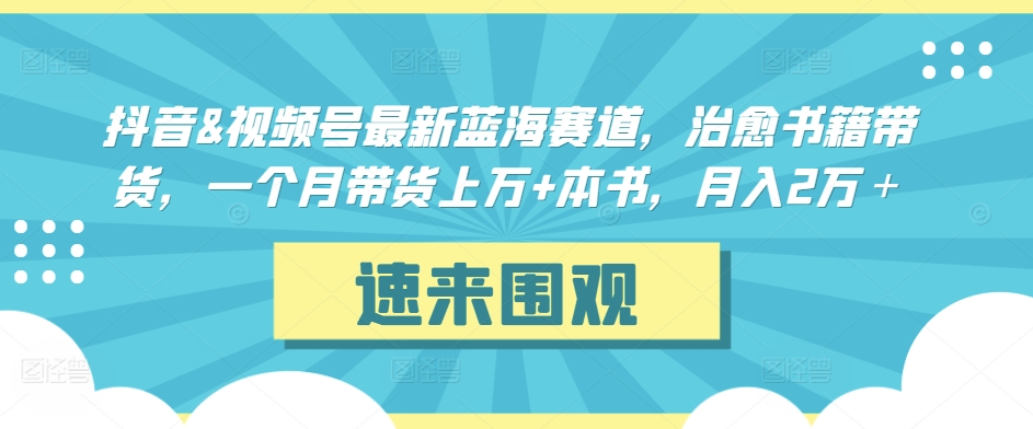 抖音&视频号最新蓝海赛道，治愈书籍带货，一个月带货上万+本书，月入2万＋【揭秘】-电脑资源自留地