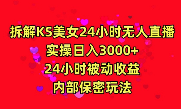 利用快手24小时无人美女直播，实操日入3000，24小时被动收益，内部保密玩法【揭秘】-电脑资源自留地