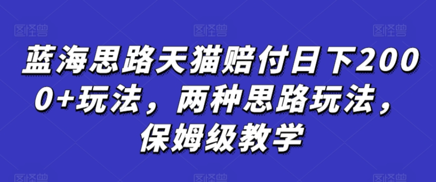 蓝海思路天猫赔付日下2000+玩法，两种思路玩法，保姆级教学【仅揭秘】-电脑资源自留地