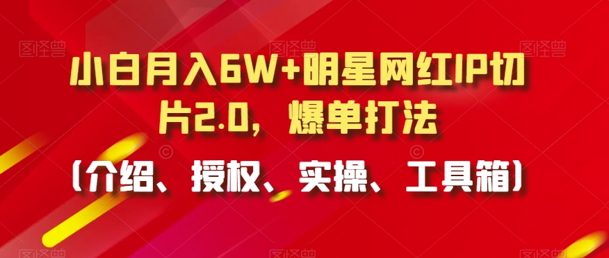 小白月入6W+明星网红IP切片2.0，爆单打法（介绍、授权、实操、工具箱）【揭秘】-电脑资源自留地