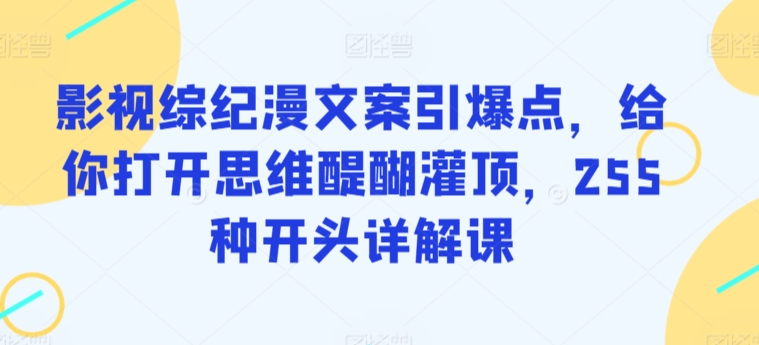 影视综纪漫文案引爆点，给你打开思维醍醐灌顶，255种开头详解课-电脑资源自留地