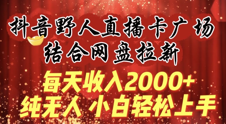 每天收入2000+，抖音野人直播卡广场，结合网盘拉新，纯无人，小白轻松上手【揭秘】-电脑资源自留地