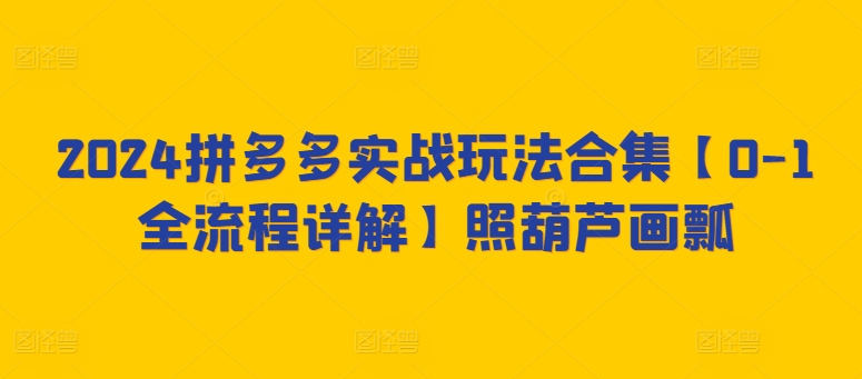 2024拼多多实战玩法合集【0-1全流程详解】照葫芦画瓢-电脑资源自留地