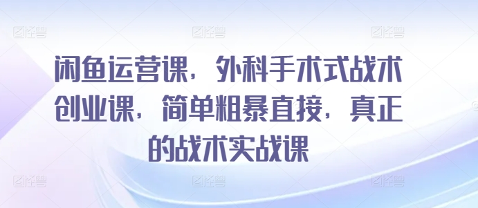 闲鱼运营课，外科手术式战术创业课，简单粗暴直接，真正的战术实战课-电脑资源自留地