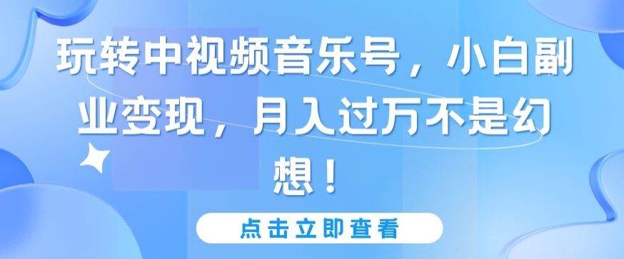 玩转中视频音乐号，小白副业变现，月入过万不是幻想【揭秘】-电脑资源自留地