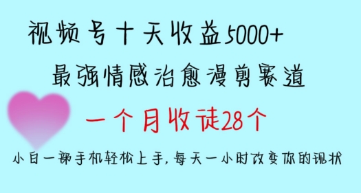 十天收益5000+，多平台捞金，视频号情感治愈漫剪，一个月收徒28个，小白一部手机轻松上手【揭秘】-电脑资源自留地