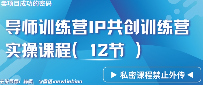 导师训练营3.0IP共创训练营私密实操课程（12节）-卖项目的密码成功秘诀【揭秘】-电脑资源自留地