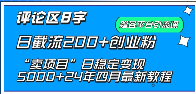 抖音评论区8字日截流200+创业粉 “卖项目”日稳定变现5000+【揭秘】-电脑资源自留地